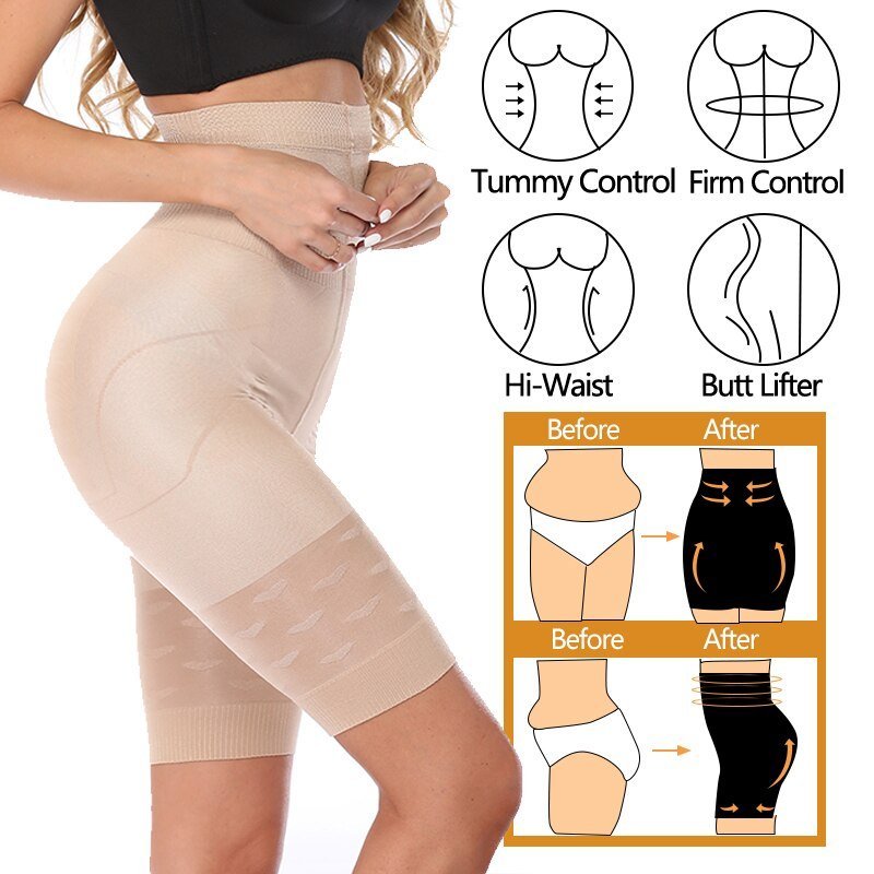 Women Tummy Control All-Day Boned High Waist Short Pants Butt Lifter Body  Shaper