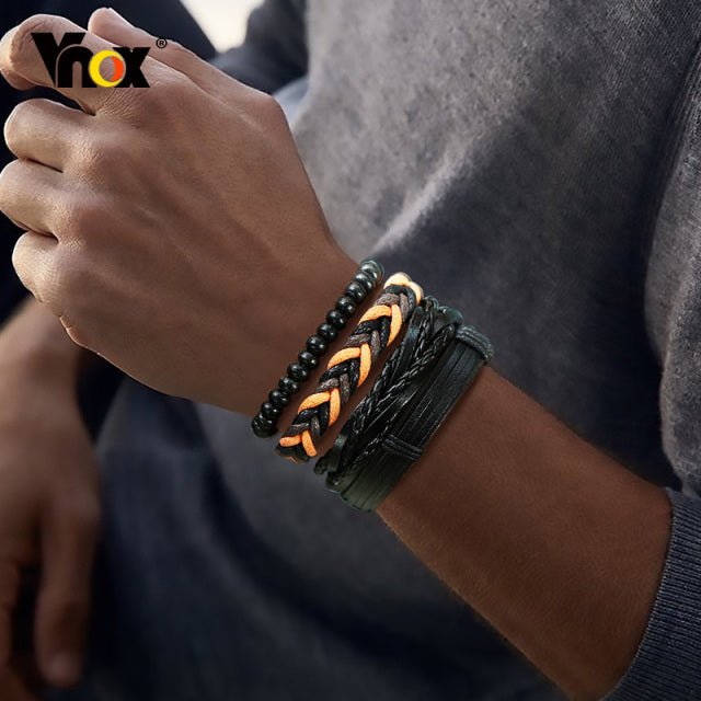 Vnox Leather Bracelets - LightsBetter