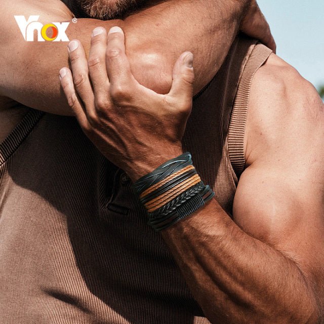 Vnox Leather Bracelets - LightsBetter